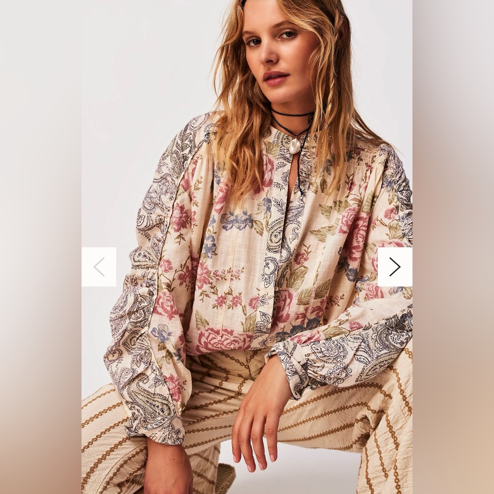 NWT Free People Maraya Printed Top. Size S.